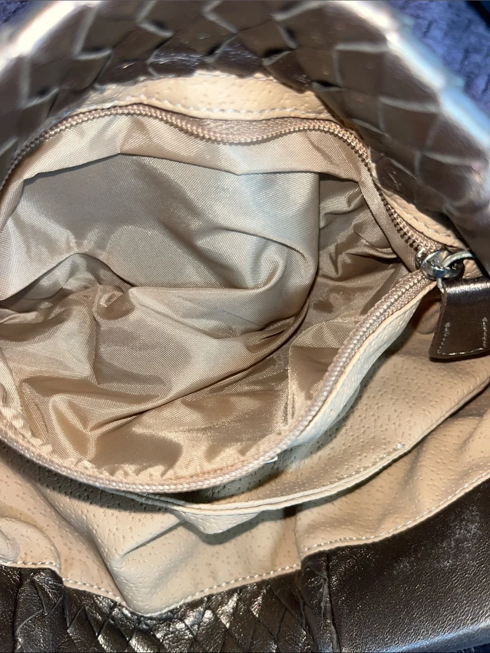 Stefano Bravo Metallic Silver Woven Detail Crossbody Clutch